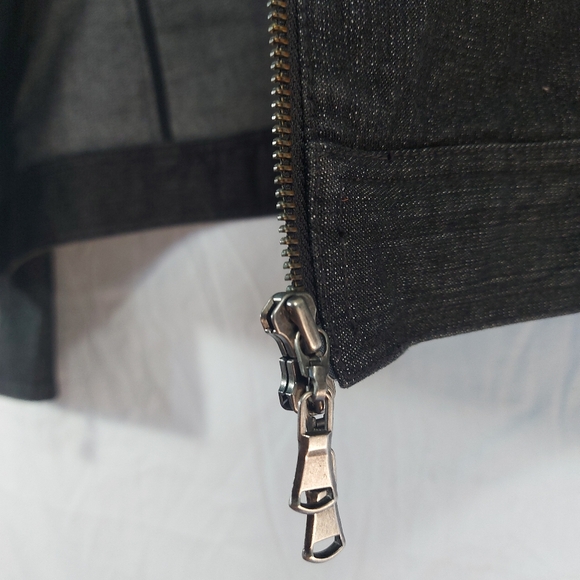 Spanner Black Denim Zippered Jean Jacket, Size 12 - Picture 8 of 11